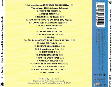 Elvis As Recorded At Madison Square Garden - Vol. 40 - BMG Spain 74321 864562 - Elvis Presley El Rey CD Collection