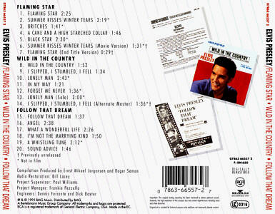 Double Features Series - Flaming Star / Follow That Dream / Wild In The Country - Gracleland Collector Box Belgium BMG - Elvis Presley CD