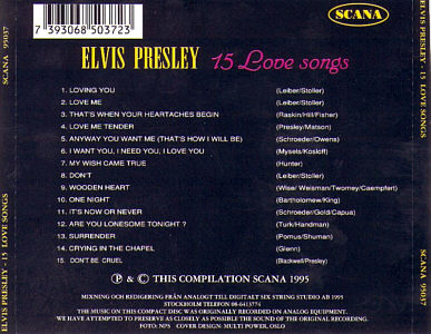 15 Love Songs (Scana) - Elvis Presley Various CDs