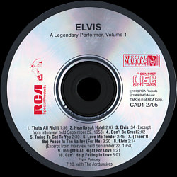 A Legendary Performer, Volume 1 - USA 1996 - CAD1-2705 - Elvis Presley CD
