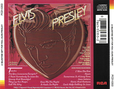 A Valentine Gift For You - PCD1-5353 - BMG USA 1994 - Elvis Preley CD