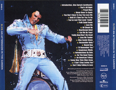 An Afternoon In the Garden - BMG 07863 67457-2 / 36495 0 German Club Edition- Germany 1997 - Elvis Presley CD