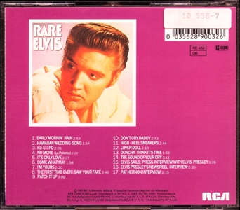 Back of jewel case - Rare Elvis - German Club Edition - BMG PD89003 - Germany 1989