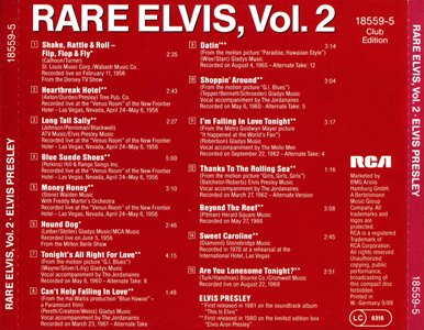 Rare Elvis, Vol. 2 - German Club Edition - BMG 18559-5 - Germany 1989