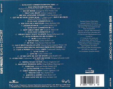 Elvis In Concert - BG2-52587 - Columbia House Music Club - USA 1997