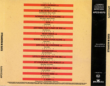 Elvis In Nashville - APCD 6070 - Australia 1989