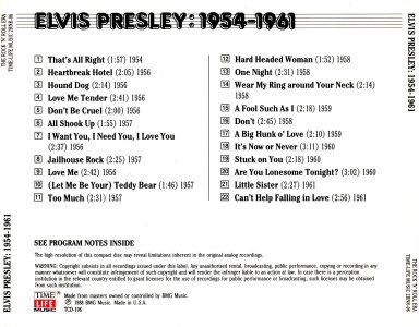 Elvis Presley: 1954-1961 - Time Life Music 2RNR-06 TCD-106 - USA 1997