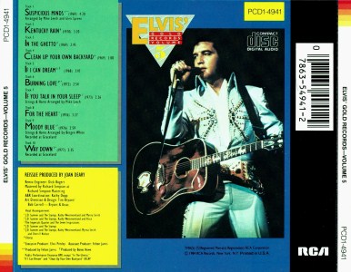 Elvis' Gold Records, Volume 5 - USA 1992 - PCD1-4941 - Elvis Presley CD