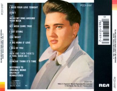 Elvis' Gold Records, Vol. 2 - USA 1987 - BMG PCD1-5197