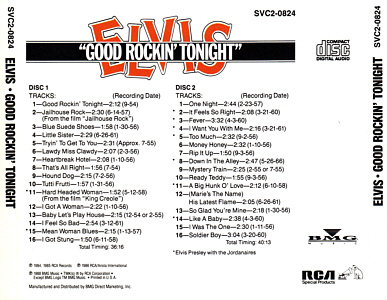 Good Rockin' Tonight - (same front & back cover) - USA 1988 - BMG SVC2-0824