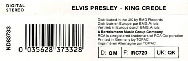 King Creole (Flash Series) - Germany 1988 - BMG ND 83733 - Elvis Presley CD