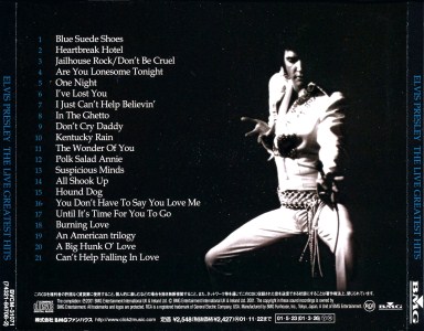 The Live Greatest Hits - Japan 2001 - BMG BVCM 31071 - Elvis Presley CD