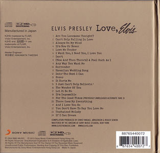 Love, Elvis - K2HD CD - Japan 2013 - Sony Music 88765440072 (not numbered edition) - Elvis Presley CD