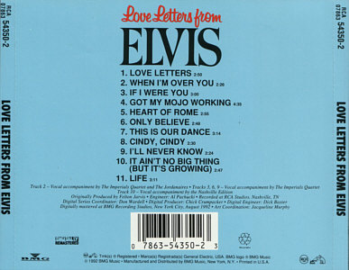 Love Letters From Elvis - BMG 07863-54350-2 - USA 1992