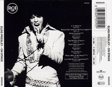 On Stage - Germany 1994 - BMG ND 90549 - Elvis Presley CD