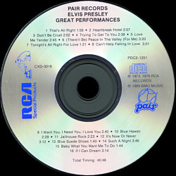 Great Performances (Pair) - USA 1993 - BMG PDC2-1251 CDX-3018 - Elvis Presley CD
