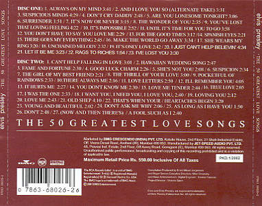 The 50 Greatest Love Songs - BMG 07863 68026 2 - India 2001