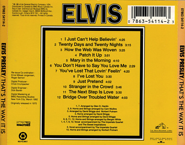 That's The Way It Is - Canada 1993 - BMG 07863 54114 2 - Elvis Presley CD