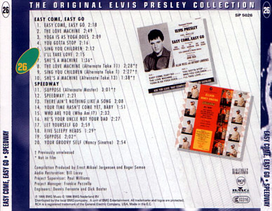 Double Features: Easy Come, Easy Go / Speedway-  The Original Elvis Presley Collection Vol. 26 - EU 1996 - BMG SP 5026 - Elvis Presley CD