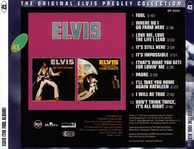 Elvis (Fool Album) -  The Original Elvis Presley Collection Vol. 43 - EU 1996 - BMG SP 5043 - Elvis Presley CD