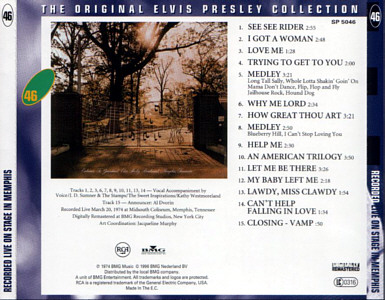 Elvis Recorded Live On Stage In Memphis -  The Original Elvis Presley Collection Vol. 46 - EU 1996 - BMG SP 5046 - Elvis Presley CD