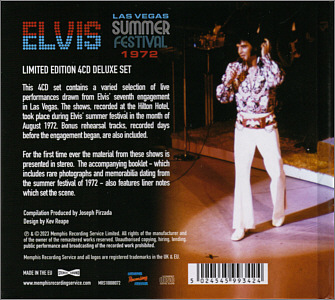 Las Vegas Summer Festival 1972 - Memphis Recording Service (MRS) - Elvis Presley CD