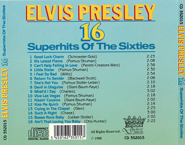 16 Superhits Of The Sixties (Czech Republic) - Elvis Presley Various CDs