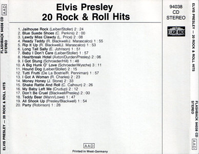 20 Rock & Roll Hits (Flash-Back) - Elvis Presley Various CDs