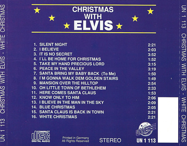 Christmas With Elvis (Universe UN 1 113) Germany 1991 - Elvis Presley Various CDs