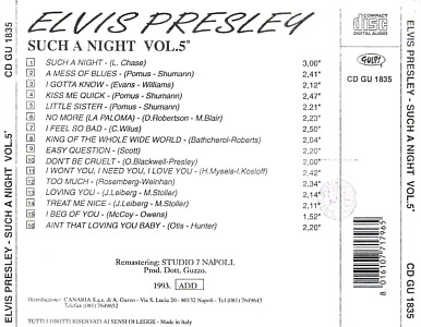 Elvis Presley Vol. 5 Such A Night - Gulp 1993 - Elvis Presley Various CDs