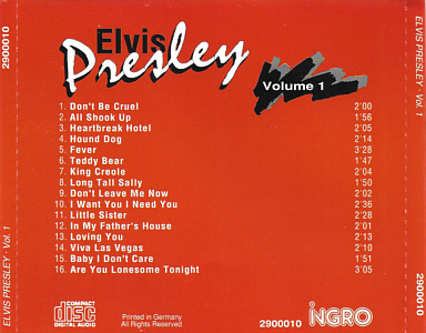 Elvis Presley Nummer 1 (Ingro) - Elvis Presley Various CDs