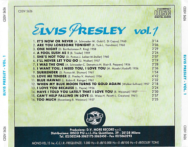 Elvis Presley Vol. 1 (More Record Italy 1991) - Elvis Presley Various CDs