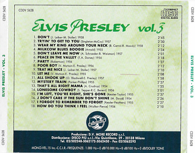 Elvis Presley Vol. 3 (More Record Italy 1993) - Elvis Presley Various CDs