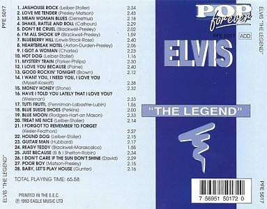 Elvis "The Legend" - Pop forever (Eagle Music Netherlands 1993) - Elvis Presley Various CDs