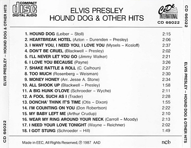 Hound Dog & Other Hits (World Star Collection) - Portugal 1992- Elvis Presley Various CDs