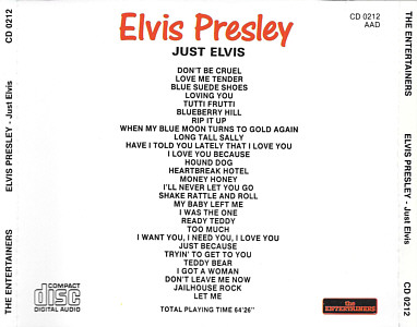 Just Elvis (The Entertainers) Swiss 1987 - Elvis Presley Various CDs