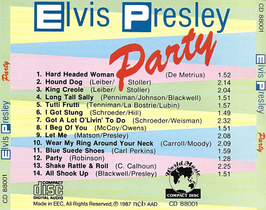Party (WorldMusic CD 88001 - 1987 Denmark) - Elvis Presley Various CDs