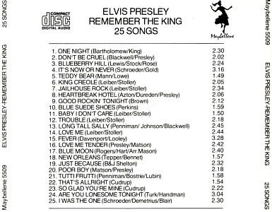 Remember The King - 25 Songs - Elvis Presley Various CDs