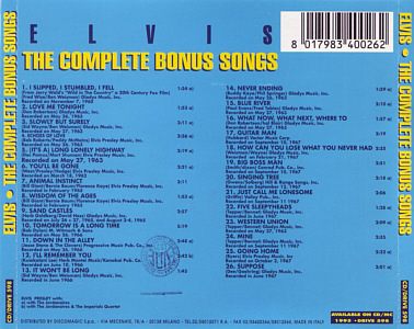 The Complete Bonus Songs - Drive 1995 - Elvis Presley Various CDs