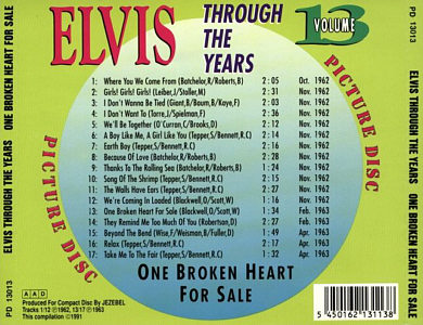 Through The Years Vol. 13  Picture Disc - Elvis Presley Various CDs