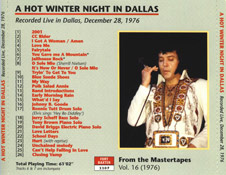 A Hot Winter Night In Dallas - Elvis Presley Bootleg CD