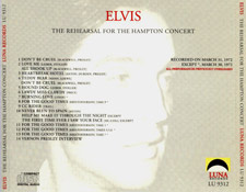 The Rehearsal For The Hampton Concert - Elvis Presley Bootleg CD