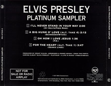 Platinum A Life In Music - Sampler - Elvis Presley Promo CD