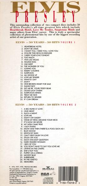 Elvis Presley - 50 Greatest Hits (longbox) - BMG 15018-2 - USA 1991