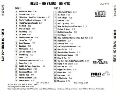 From - 'Elvis Presley - 50 Greatest Hits' (longbox) - BMG 15018-2 - USA 1991