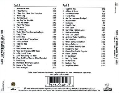 50 Worldwide Gold Hits: Volume 1, Parts 1 & 2 - BMG 07863 56401-2 - USA 1997 - Elvis Presley CD