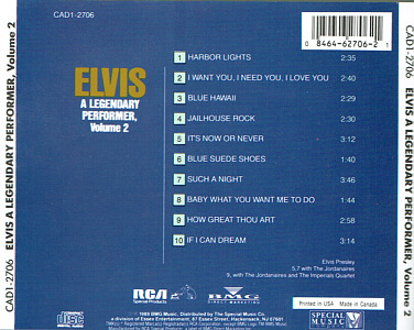 A Legendary Performer, Volume 2 - BMG CAD1-2706 - USA 1993 - Elvis Presley CD