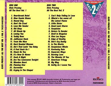 All The Best Vol 1/Vol 2 (Two Original CDs - Back 2 Back)- BMG 74321 44630 2 - Australia 1997 - Elvis Presley CD