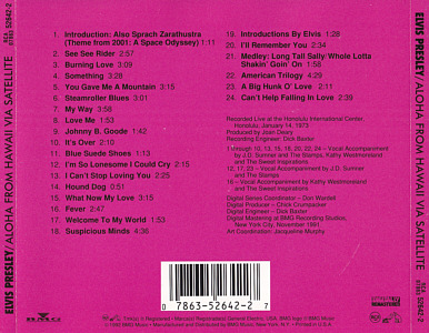 Aloha From Hawaii via Satellite - USA 1995 - BMG 07863-52642-2 - Elvis Presley CD