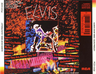 Always On My Mind - PCD1-5430 - USA 1994 - Elvis Presley CD